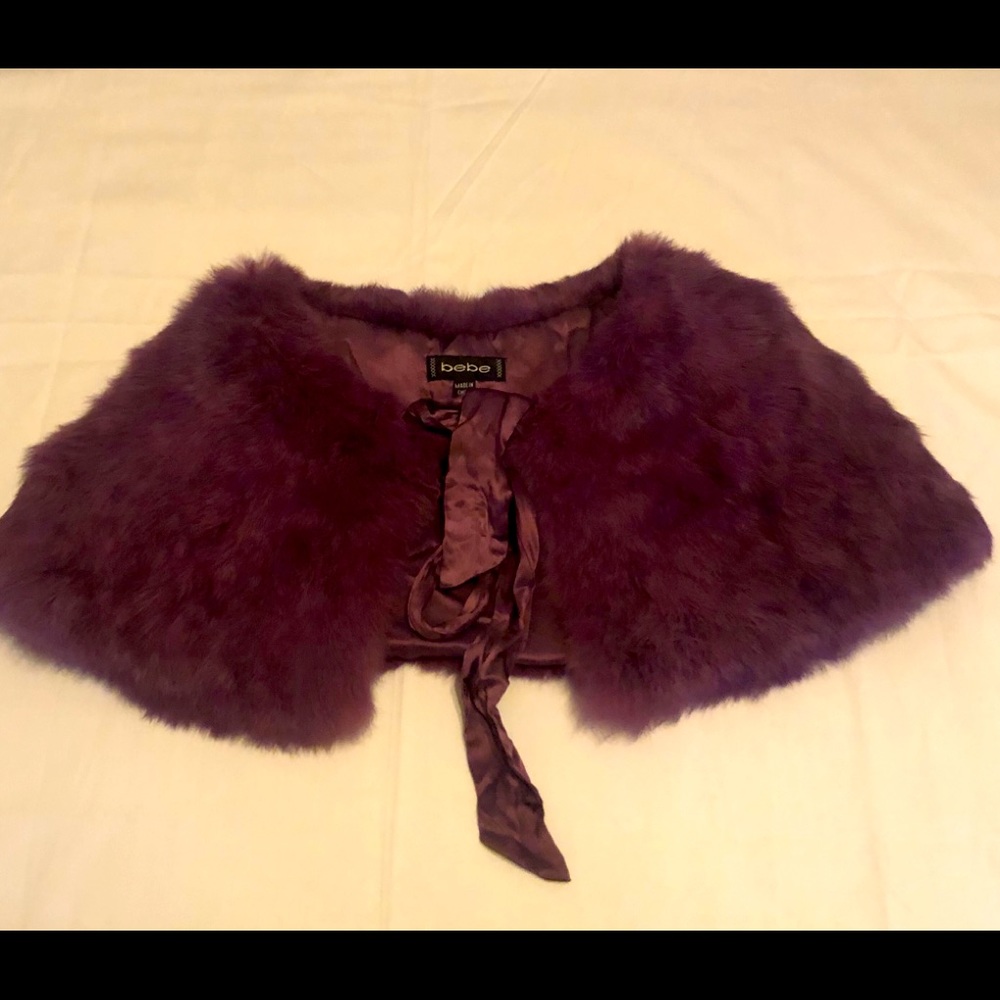 Beautiful faux rabbit fur shrug with silk.